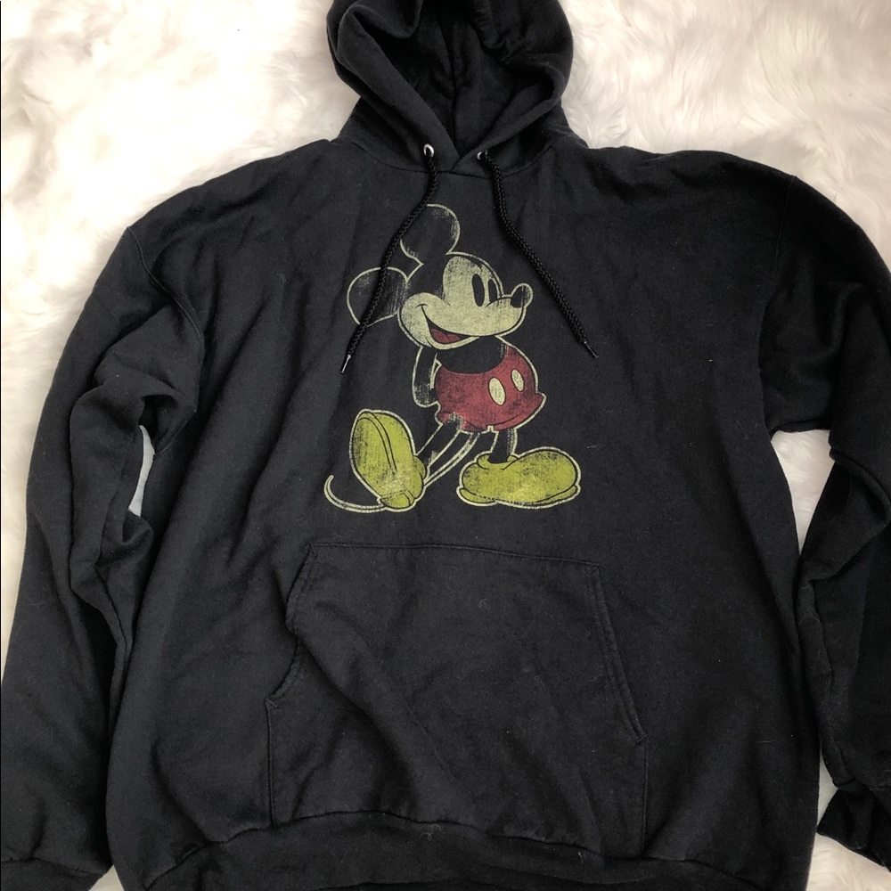 Disney Mickey Black Hoodie w/ Drawstrings